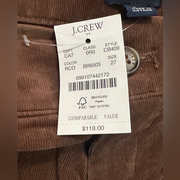 NWT J.Crew Corduroy Wide Leg Pants Women's 27 Camel Brown High Rise Soft Stretch - Picture 5 of 6